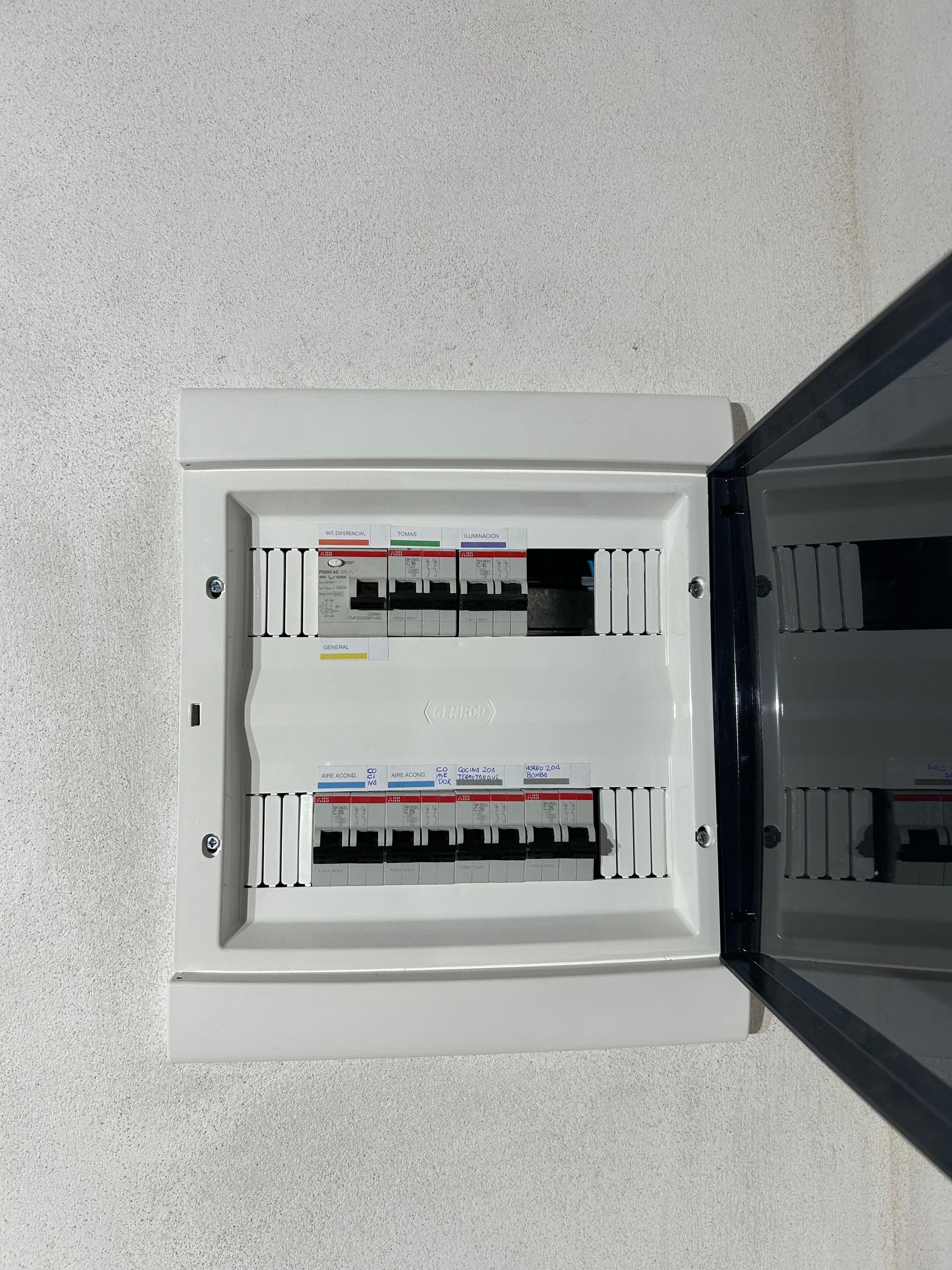 Tablero seccional residencial con térmicas y disyuntor diferencial